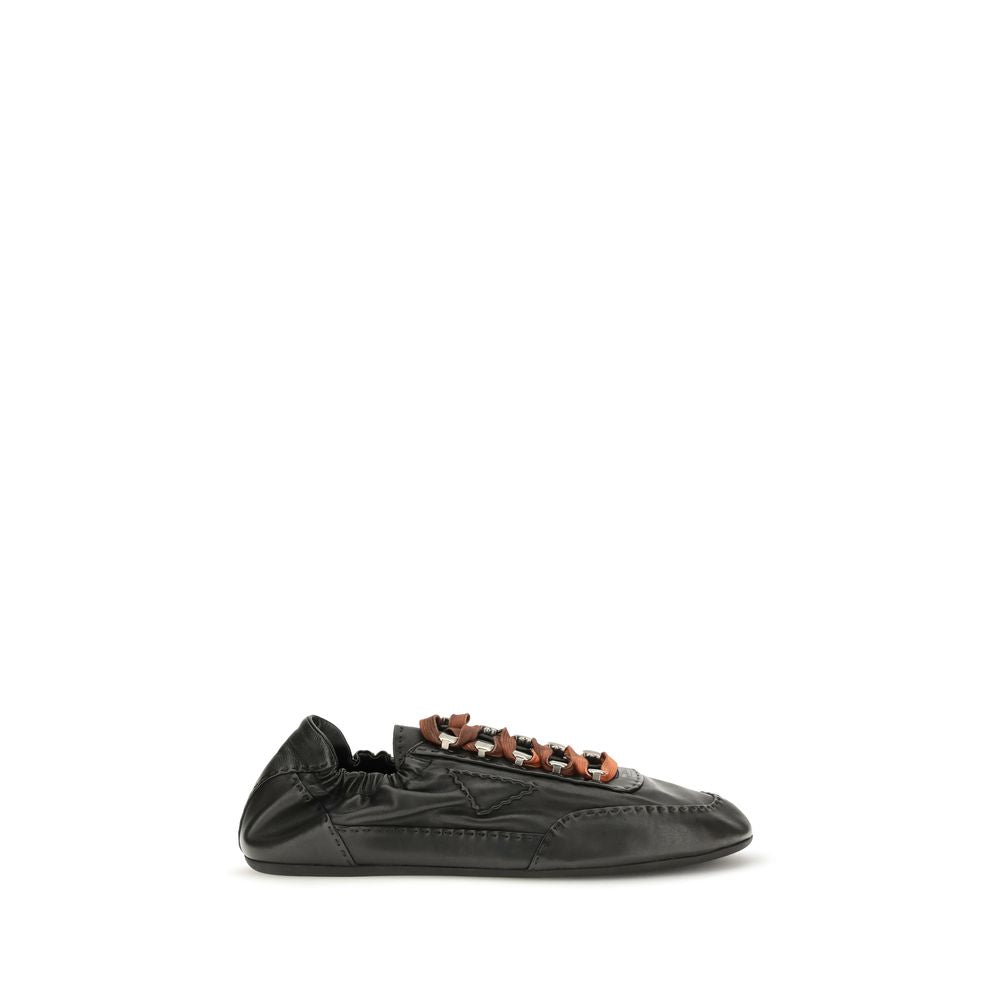 Prada Schwarze Lammleder Ovis Aries Aries Sportschuhe