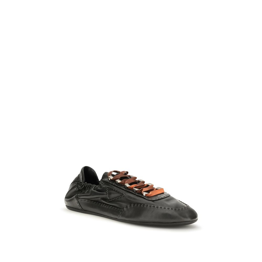 Prada Schwarze Lammleder Ovis Aries Aries Sportschuhe