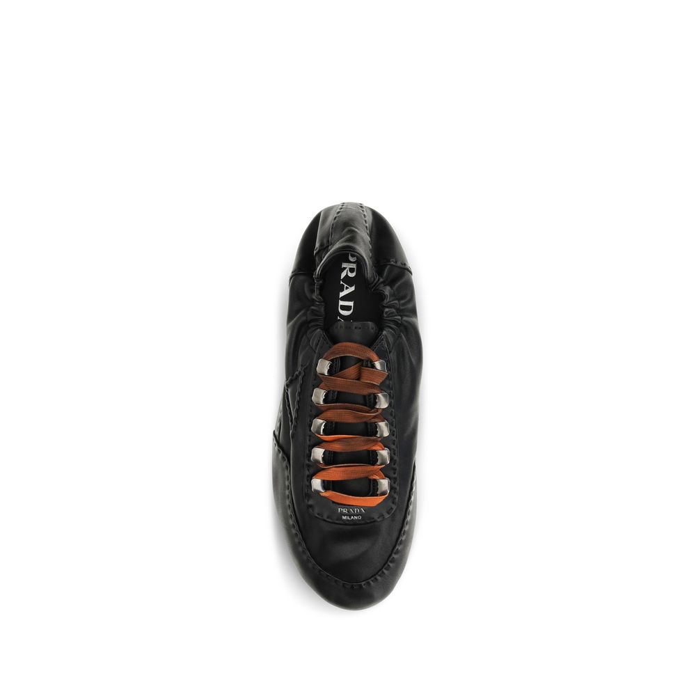 Prada Schwarze Lammleder Ovis Aries Aries Sportschuhe