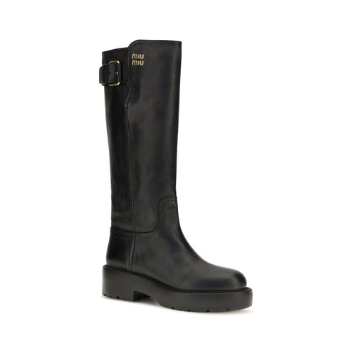 Miu Miu Schwarze Bos Taurus Kalbsleder Chelsea Boots