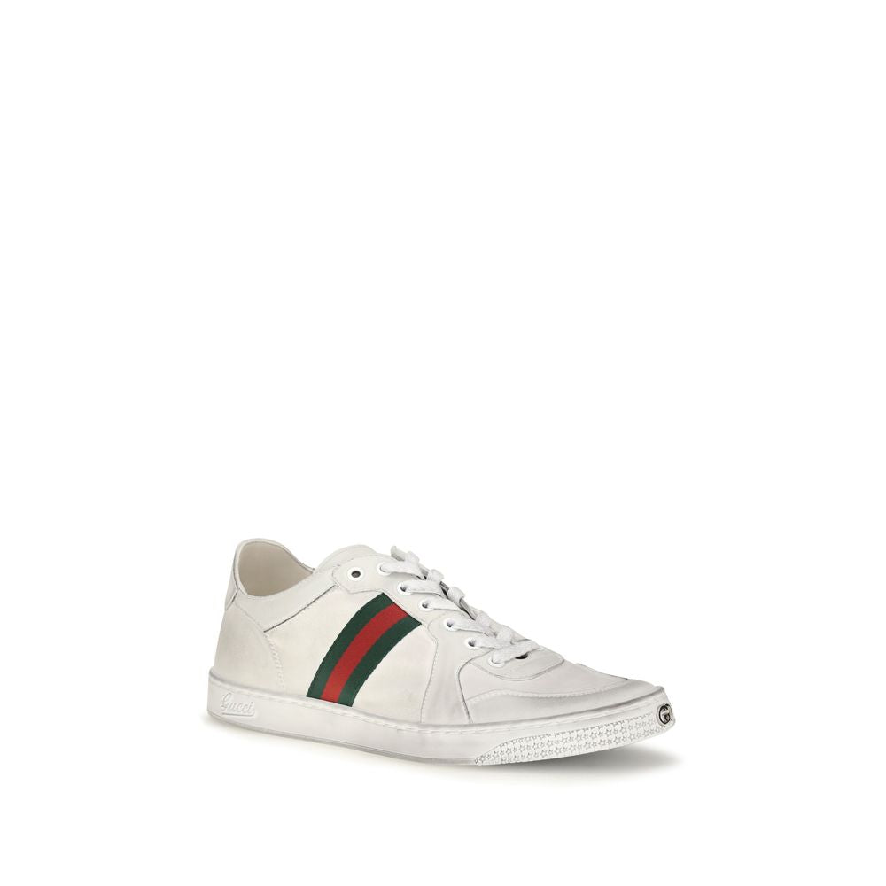 Gucci Weiße Low-Top-Sneaker aus Kalbsleder Bos Taurus