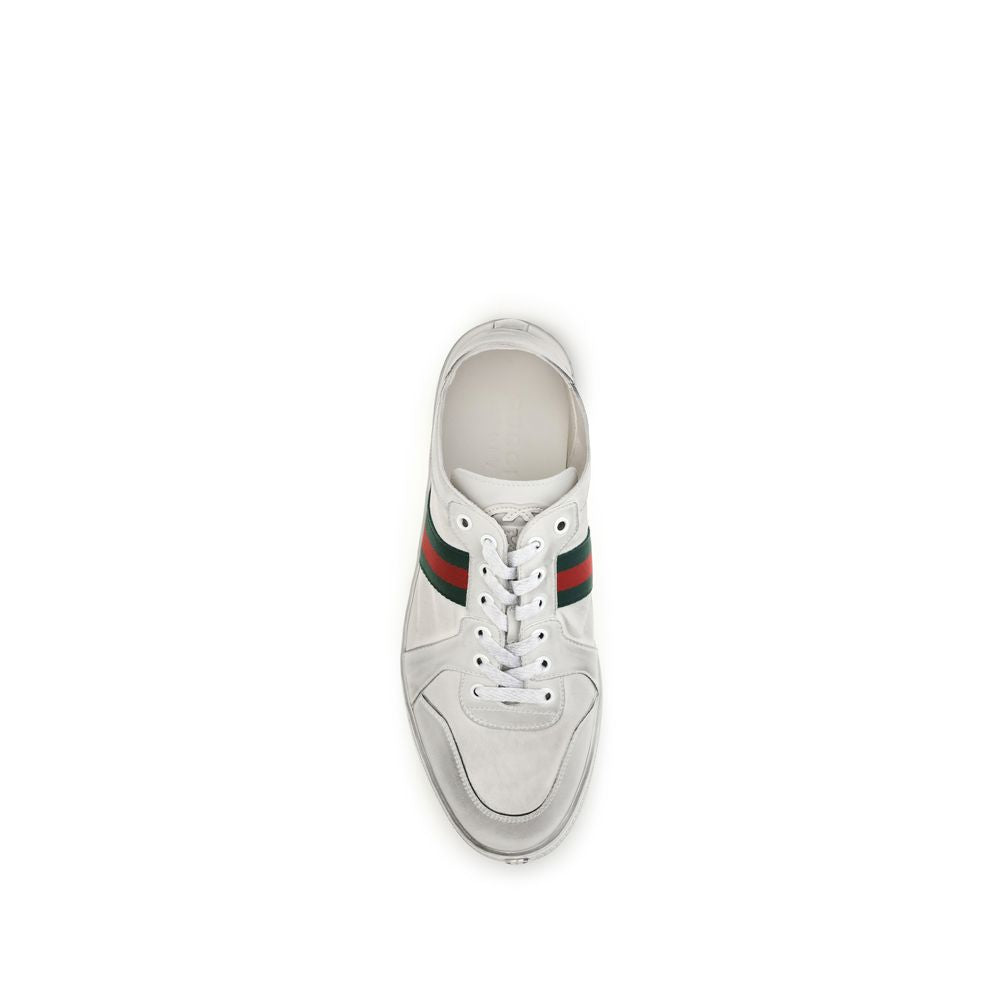 Gucci Weiße Low-Top-Sneaker aus Kalbsleder Bos Taurus