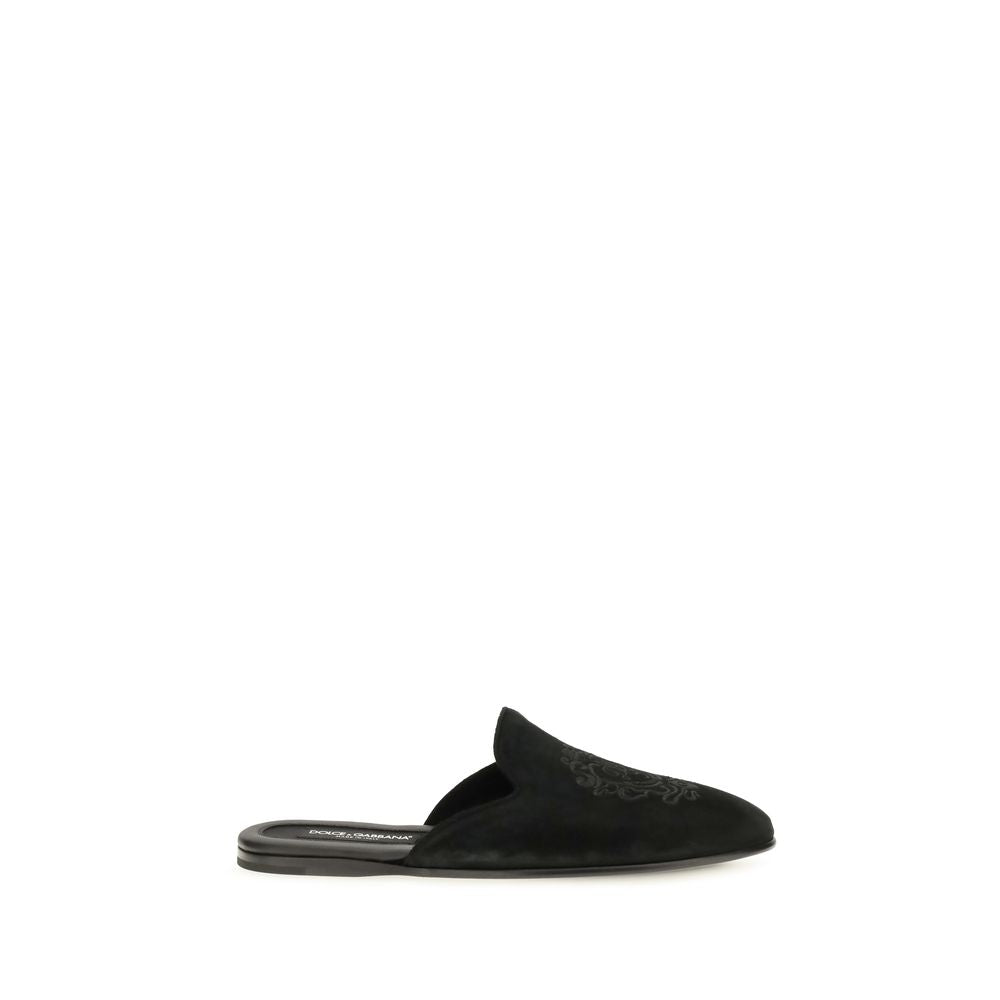 Dolce & Gabbana Schwarze Bos Taurus Kalbsleder-Mules