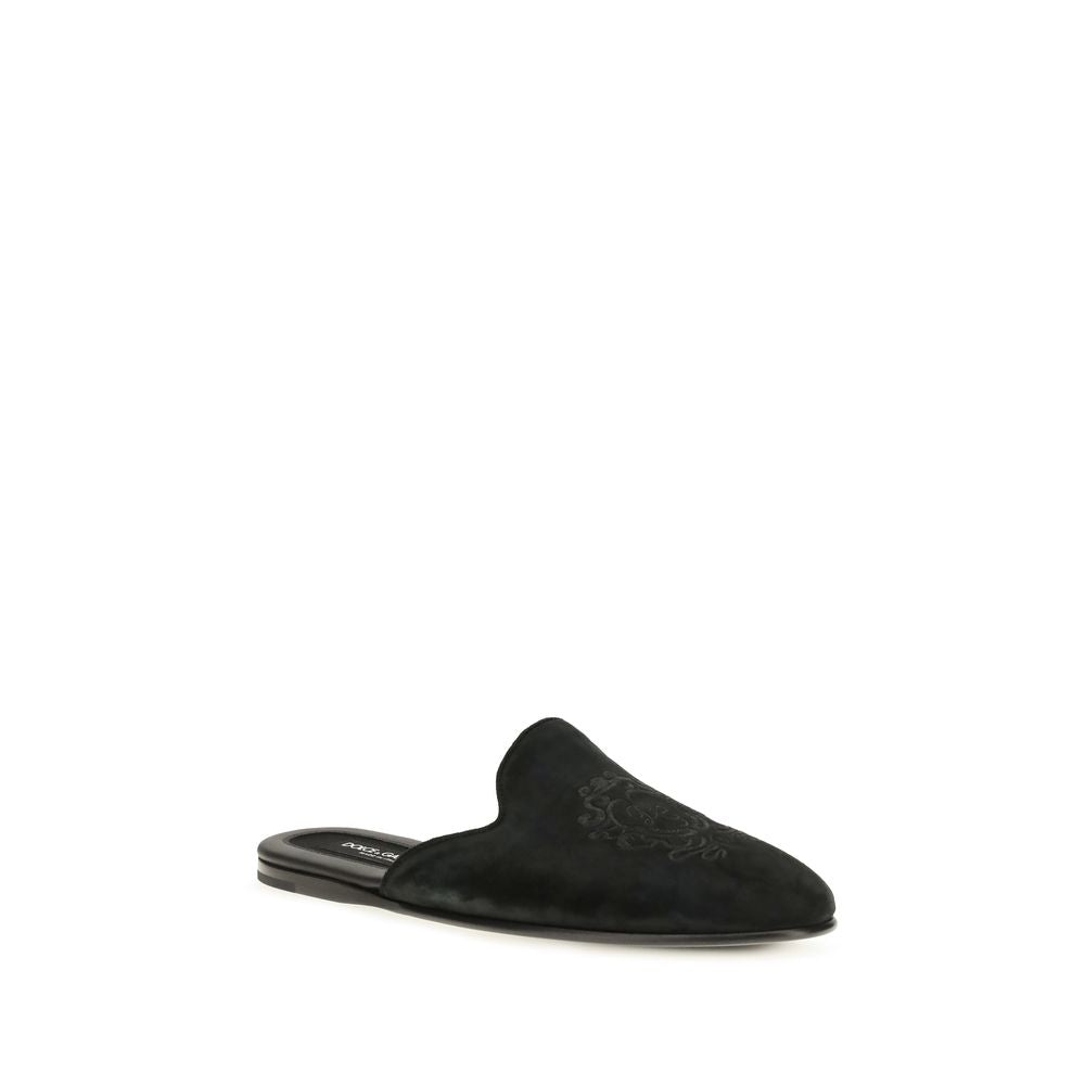 Dolce & Gabbana Schwarze Bos Taurus Kalbsleder-Mules