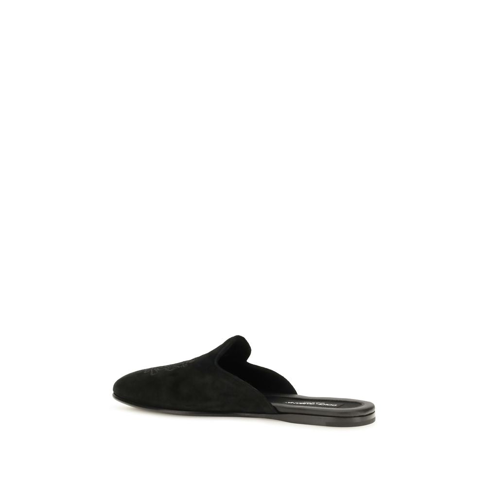 Dolce & Gabbana Schwarze Bos Taurus Kalbsleder-Mules