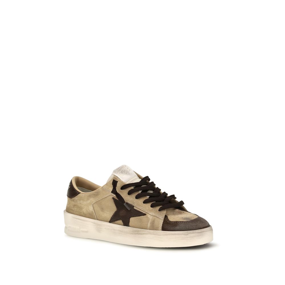 Golden Goose Beige Calf Leather Bos Taurus Sneakers