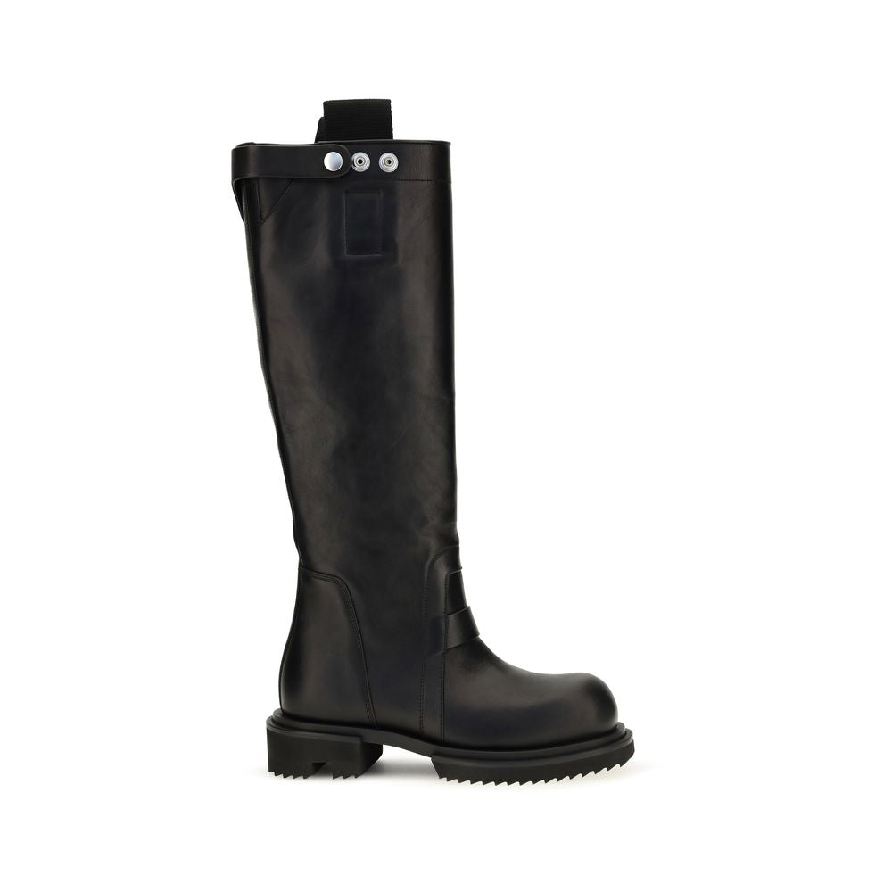 Rick Owens Schwarze Regen-Stiefel aus Kalbsleder Bos Taurus