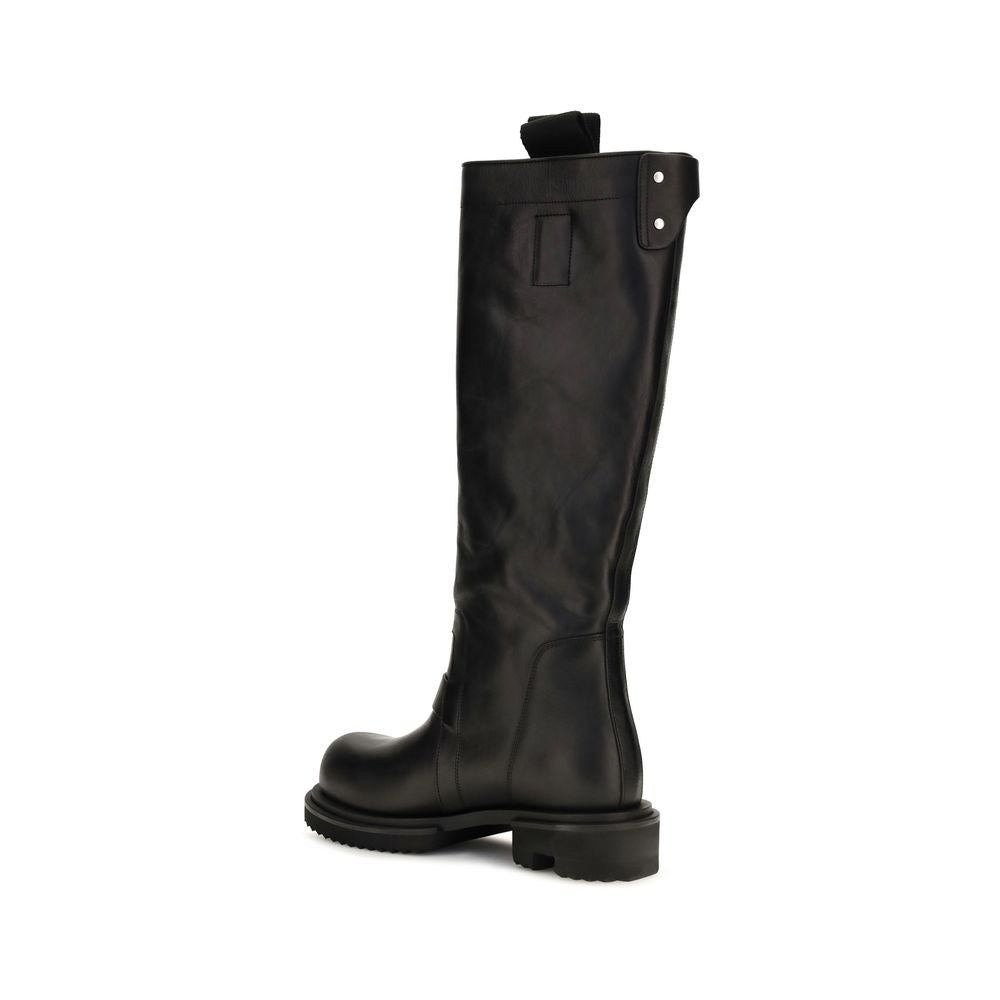 Rick Owens Schwarze Regen-Stiefel aus Kalbsleder Bos Taurus