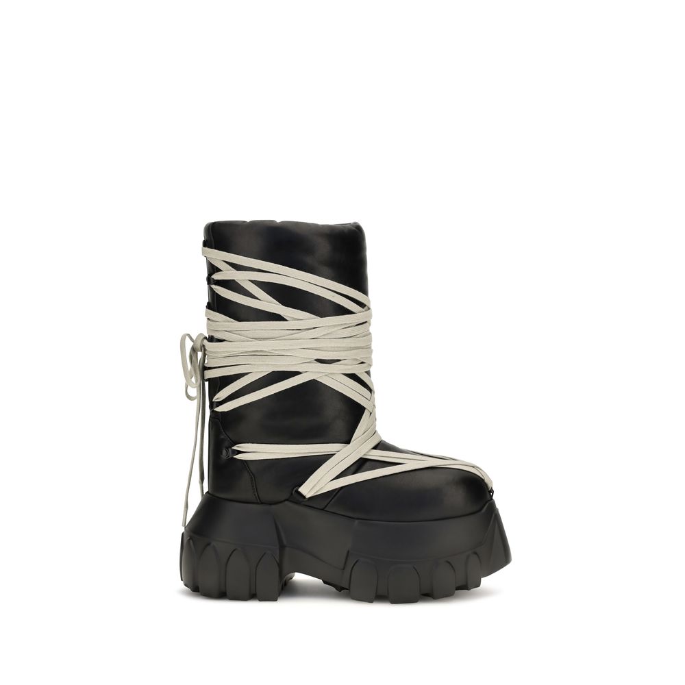 Rick Owens Schwarze Schnürstiefel aus Kalbsleder Bos Taurus