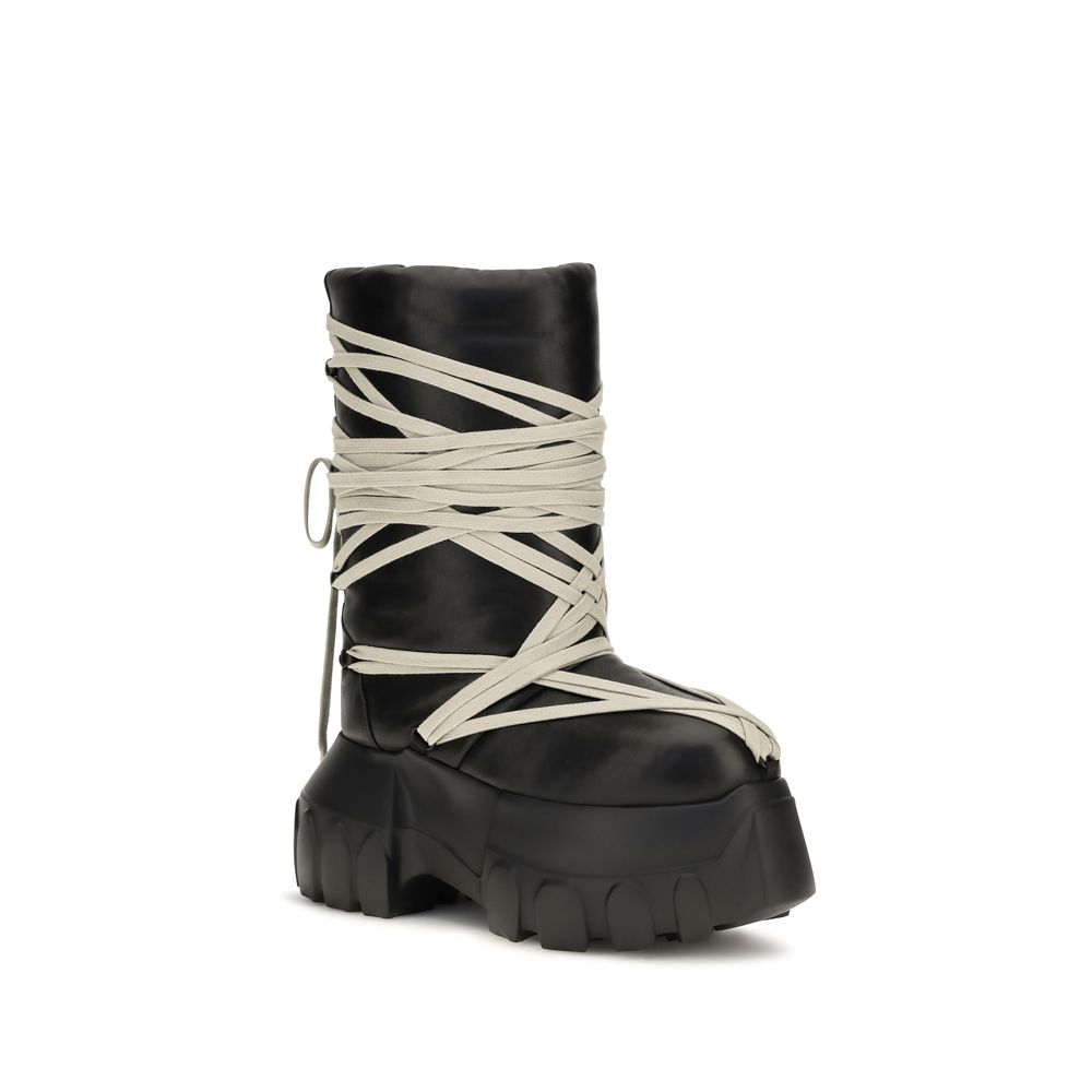 Rick Owens Schwarze Schnürstiefel aus Kalbsleder Bos Taurus