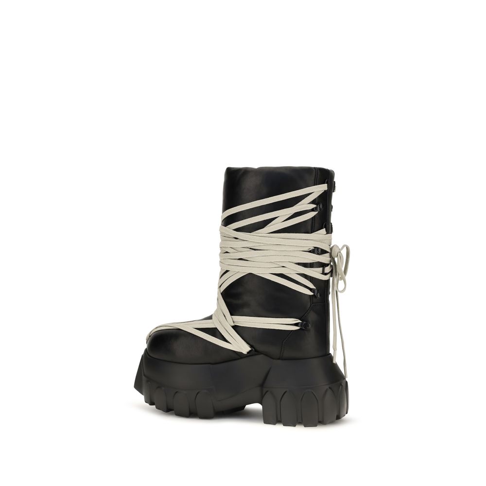 Rick Owens Schwarze Schnürstiefel aus Kalbsleder Bos Taurus