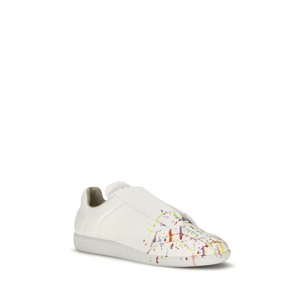 Maison Margiela Weiße Low-Top-Sneaker aus Kalbsleder Bos Taurus