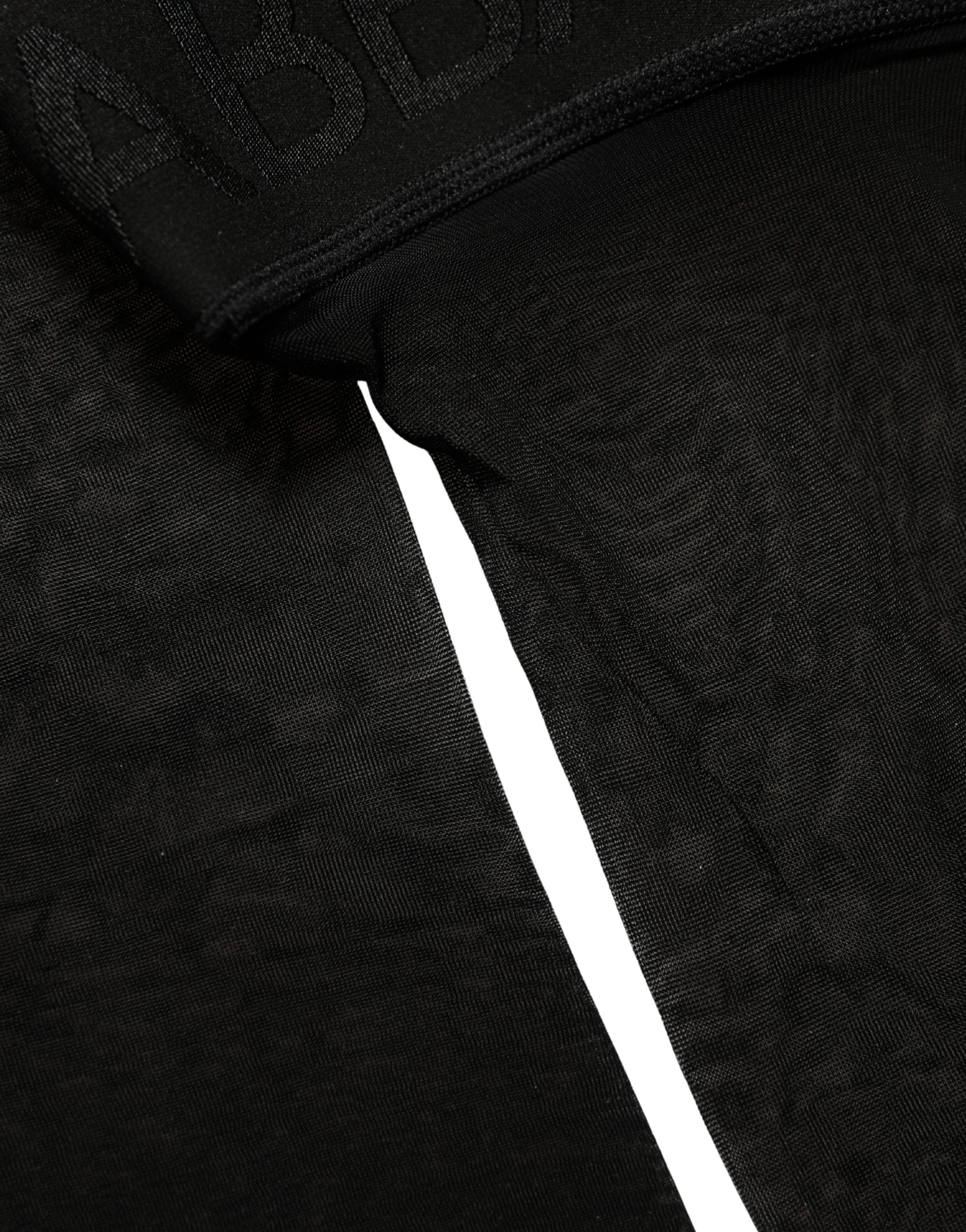 Dolce & Gabbana Schwarze Kniestrumpfhose aus Nylon mit Logo für Damen