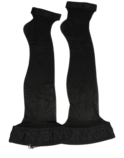 Dolce & Gabbana Schwarze Kniestrumpfhose aus Nylon mit Logo für Damen