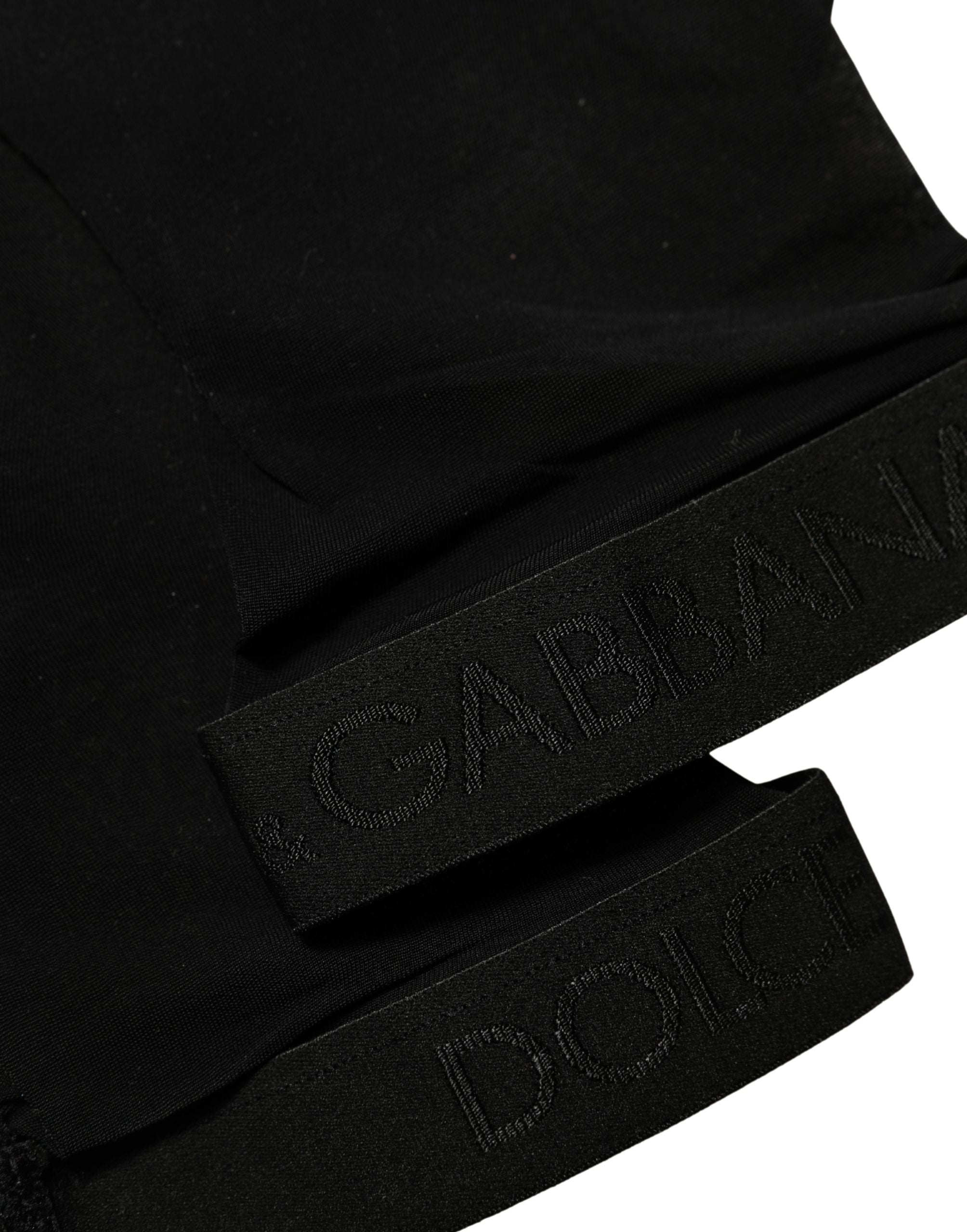 Dolce & Gabbana Schwarze Kniestrumpfhose aus Nylon mit Logo für Damen