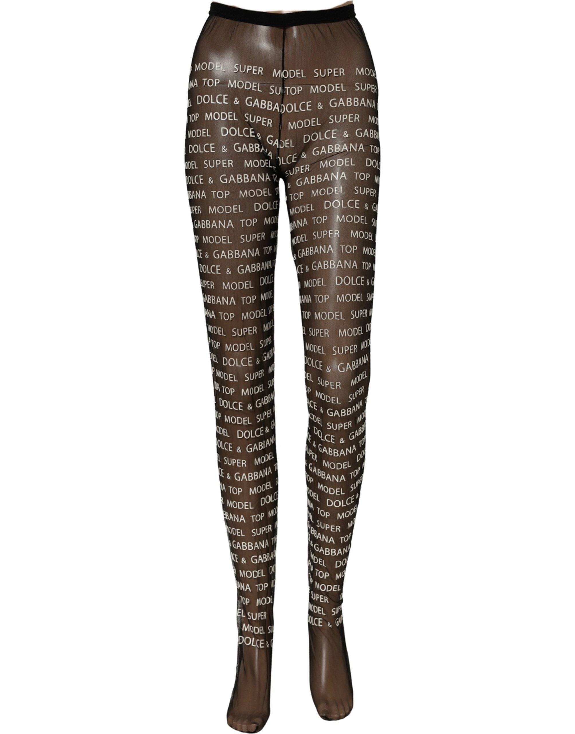 Dolce & Gabbana Strumpfhose mit durchgehendem Schwarz-Weiß-Druck, Stretch