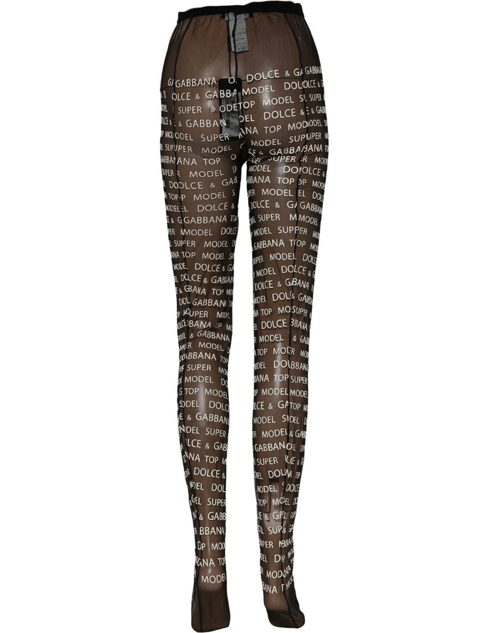 Dolce & Gabbana Strumpfhose mit durchgehendem Schwarz-Weiß-Druck, Stretch
