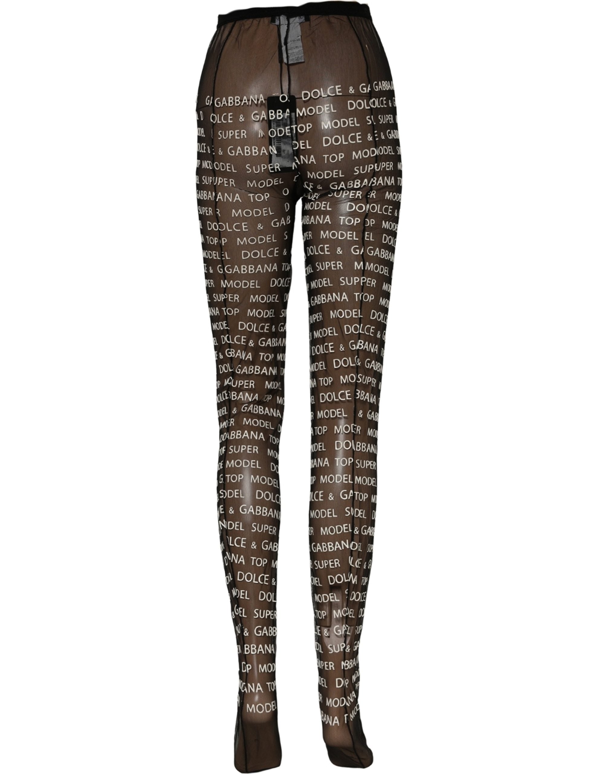 Dolce & Gabbana Strumpfhose mit durchgehendem Schwarz-Weiß-Druck, Stretch