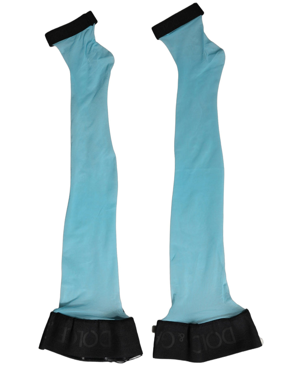 Dolce & Gabbana Hellblaue Nylon-Schenkelhochsocken für Damen