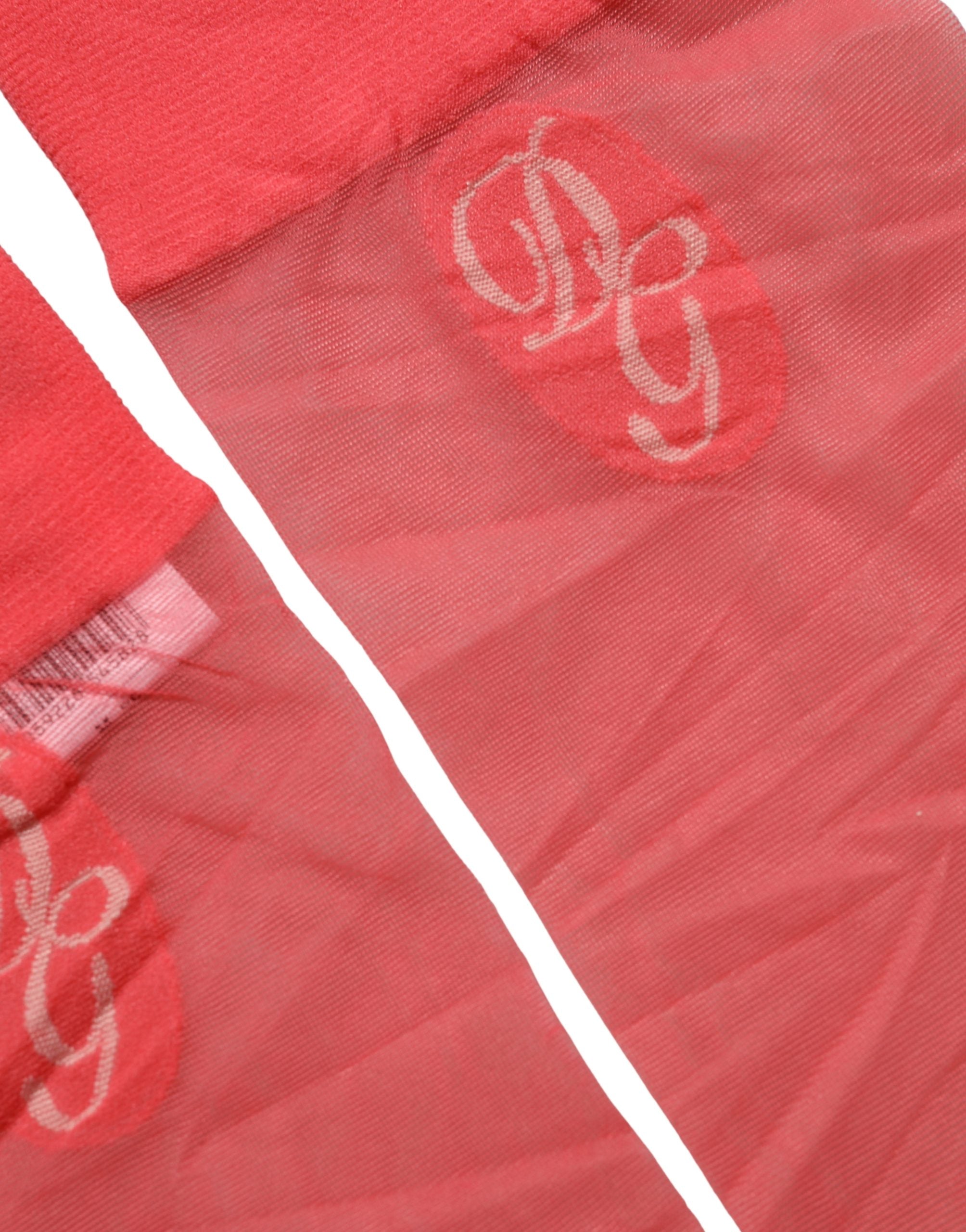 Dolce & Gabbana Rote Netzstrümpfe aus Nylon, transparent, für Wadenlänge