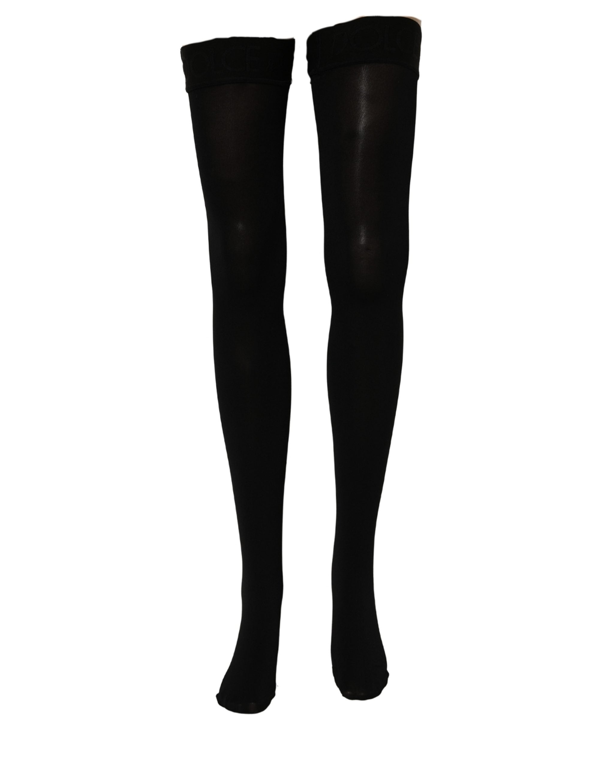 Dolce & Gabbana Schwarze Kniestrümpfe aus 100 % Nylon