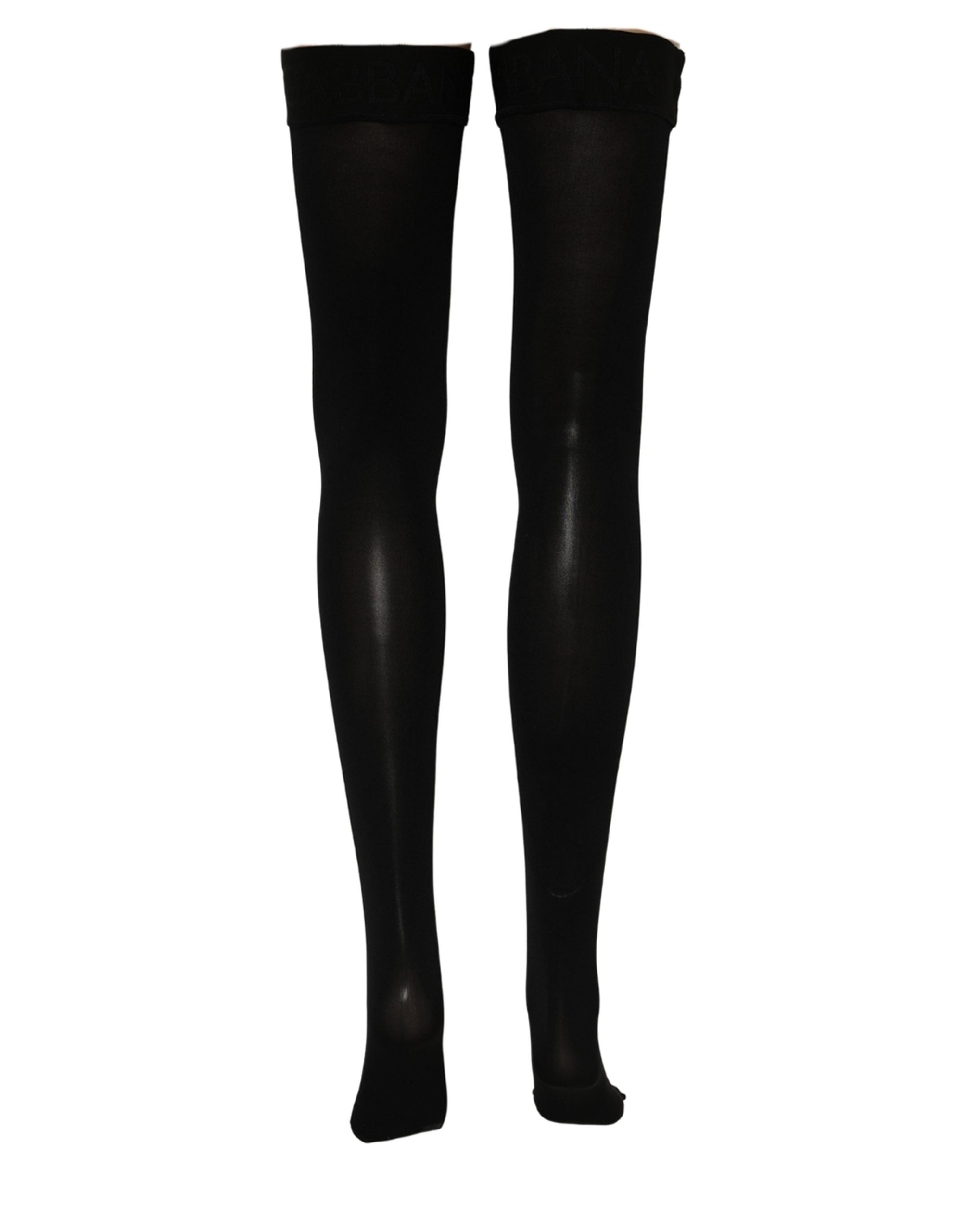 Dolce & Gabbana Schwarze Kniestrümpfe aus 100 % Nylon