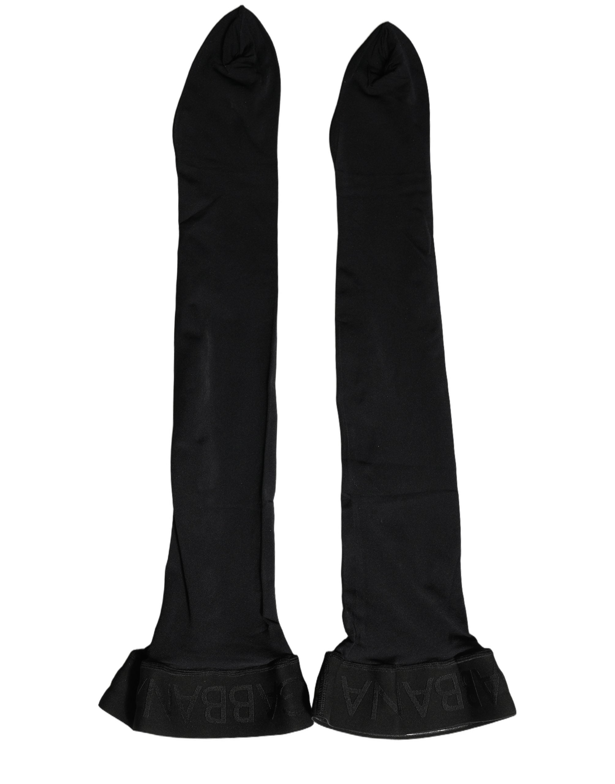 Dolce & Gabbana Schwarze Kniestrümpfe aus 100 % Nylon