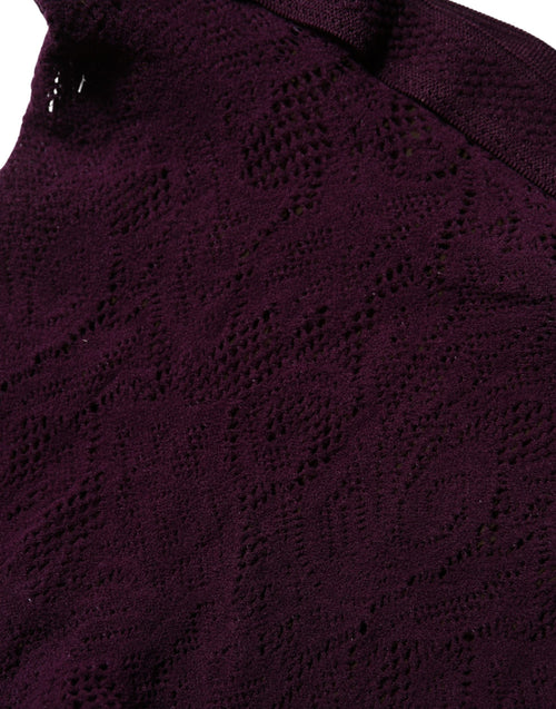 Dries Van Noten Violette Fischgrätenstrumpfhose mit Blumenmuster