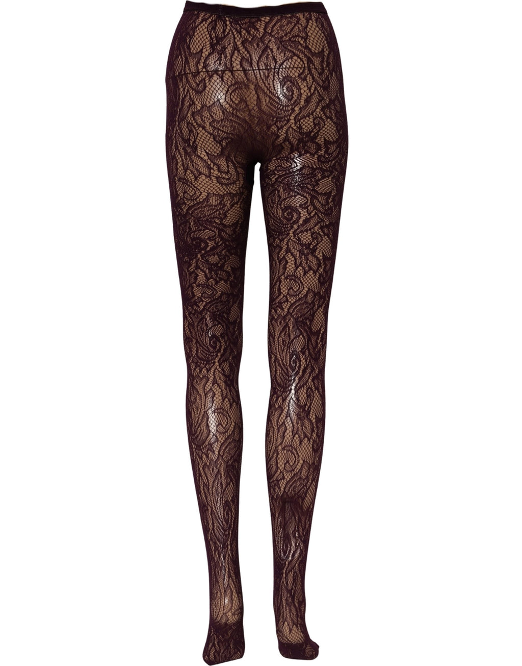 Dries Van Noten Violette Fischgrätenstrumpfhose mit Blumenmuster