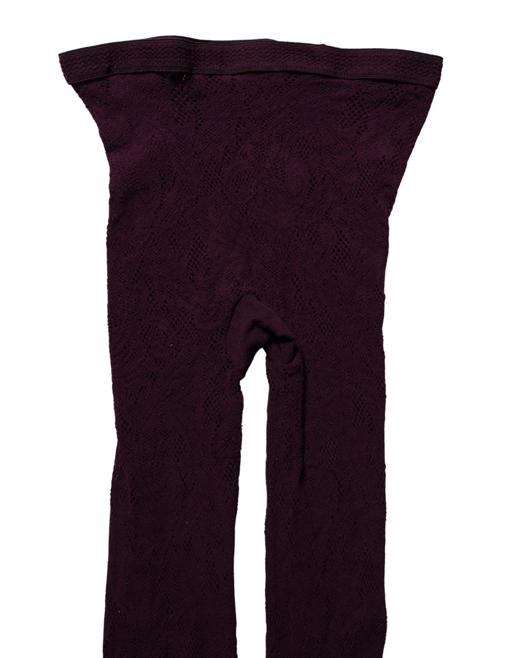 Dries Van Noten Violette Fischgrätenstrumpfhose mit Blumenmuster