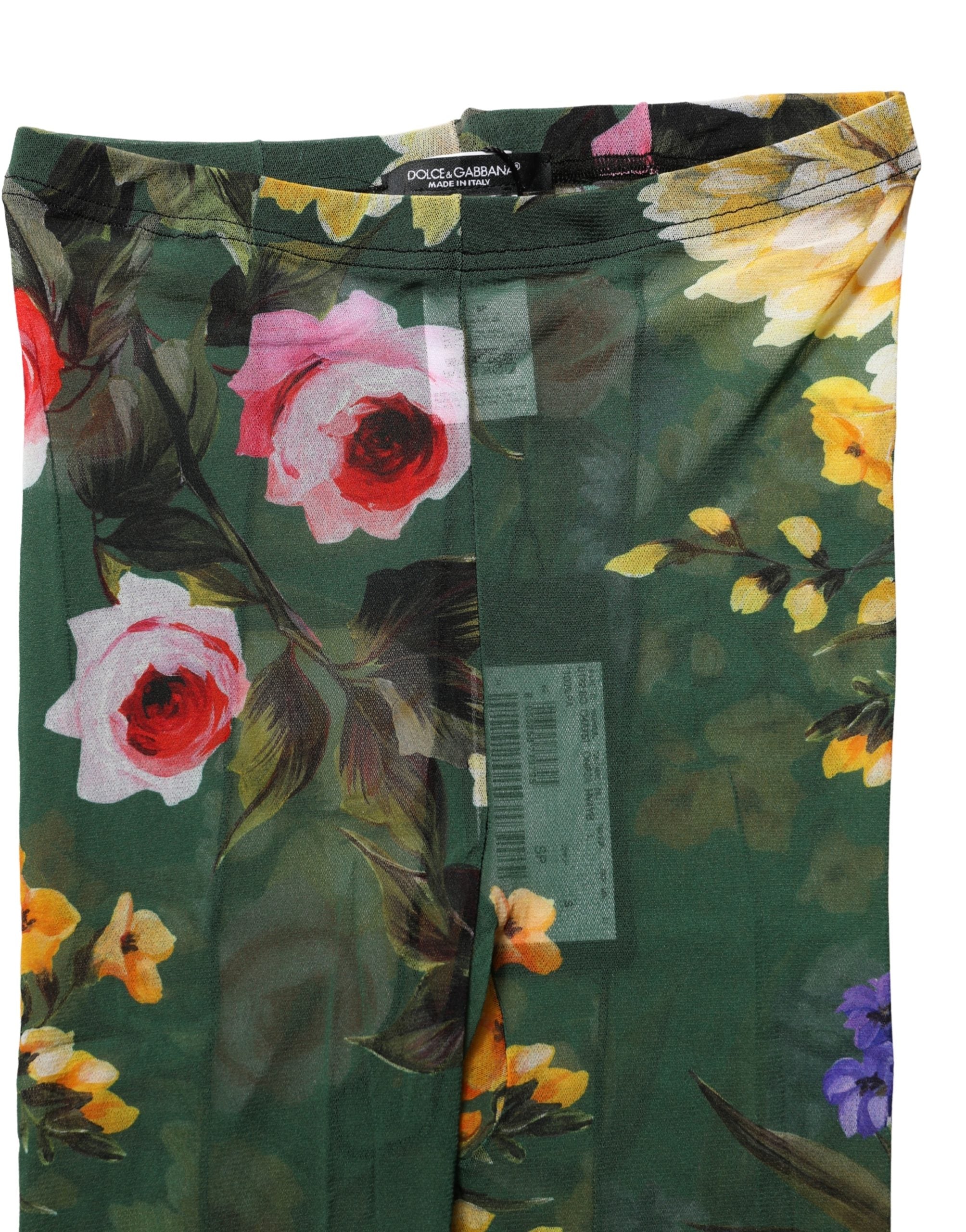 Dolce & Gabbana Rote Netzstrumpfhose mit Blumenmuster