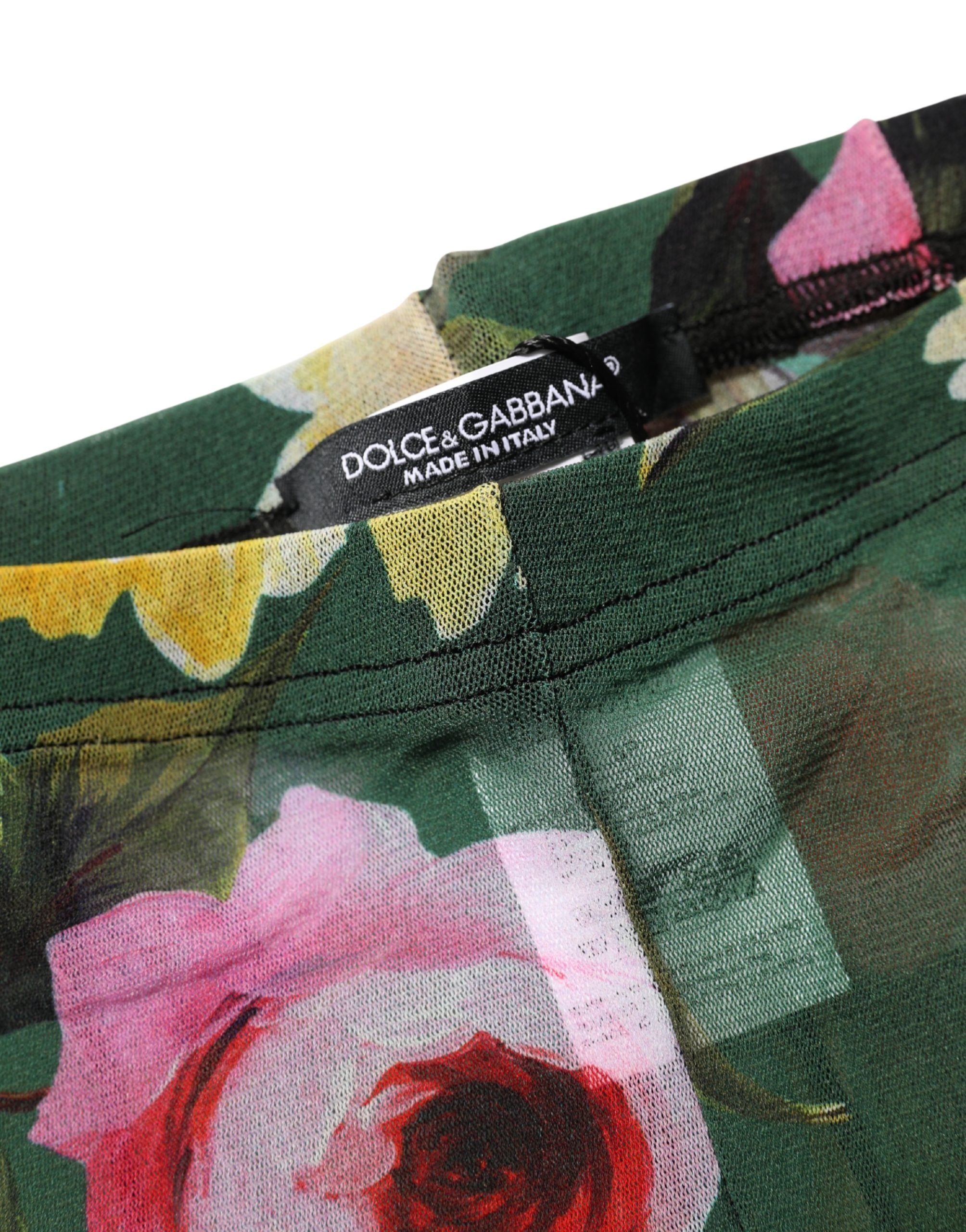 Dolce & Gabbana Rote Netzstrumpfhose mit Blumenmuster