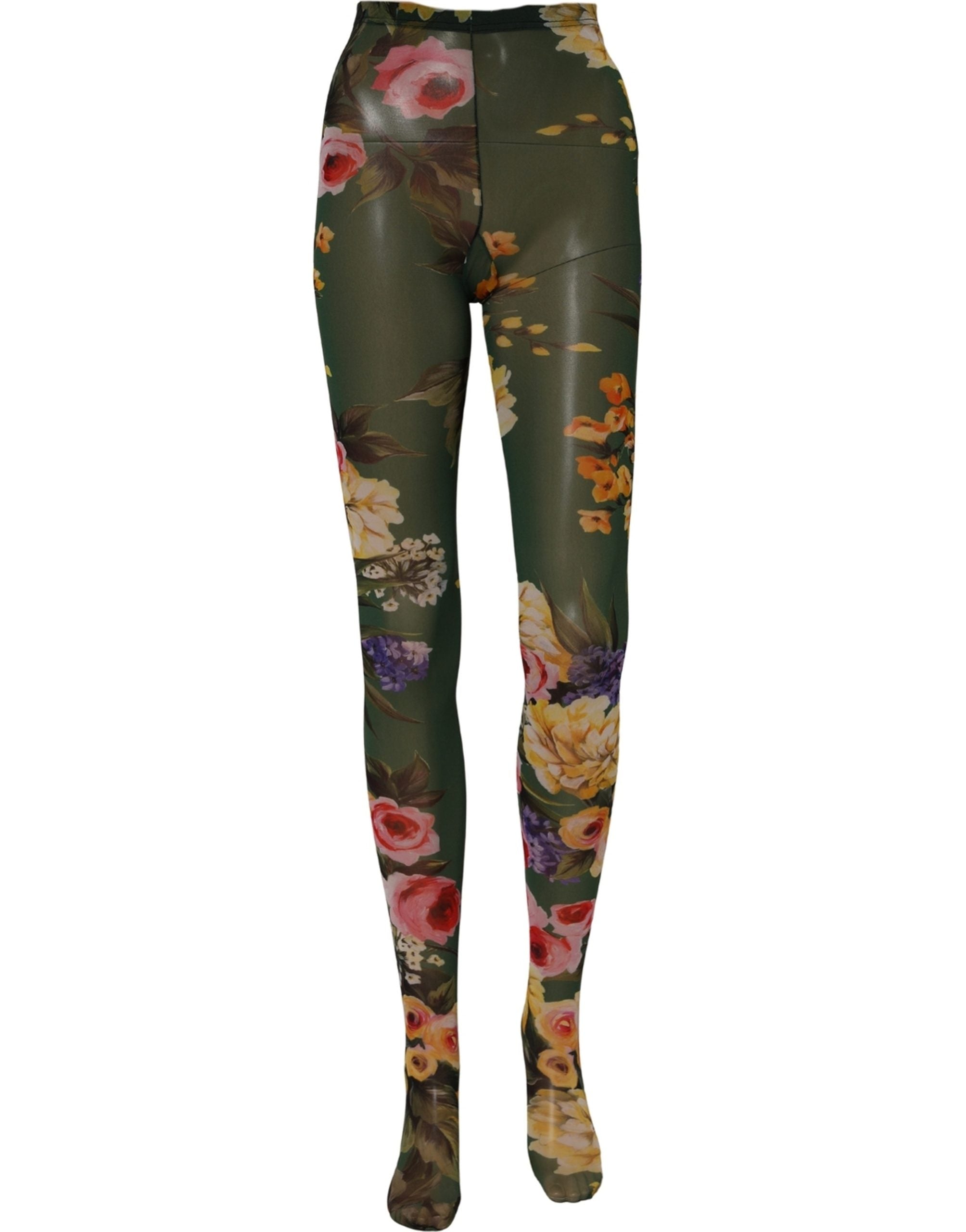 Dolce & Gabbana Rote Netzstrumpfhose mit Blumenmuster