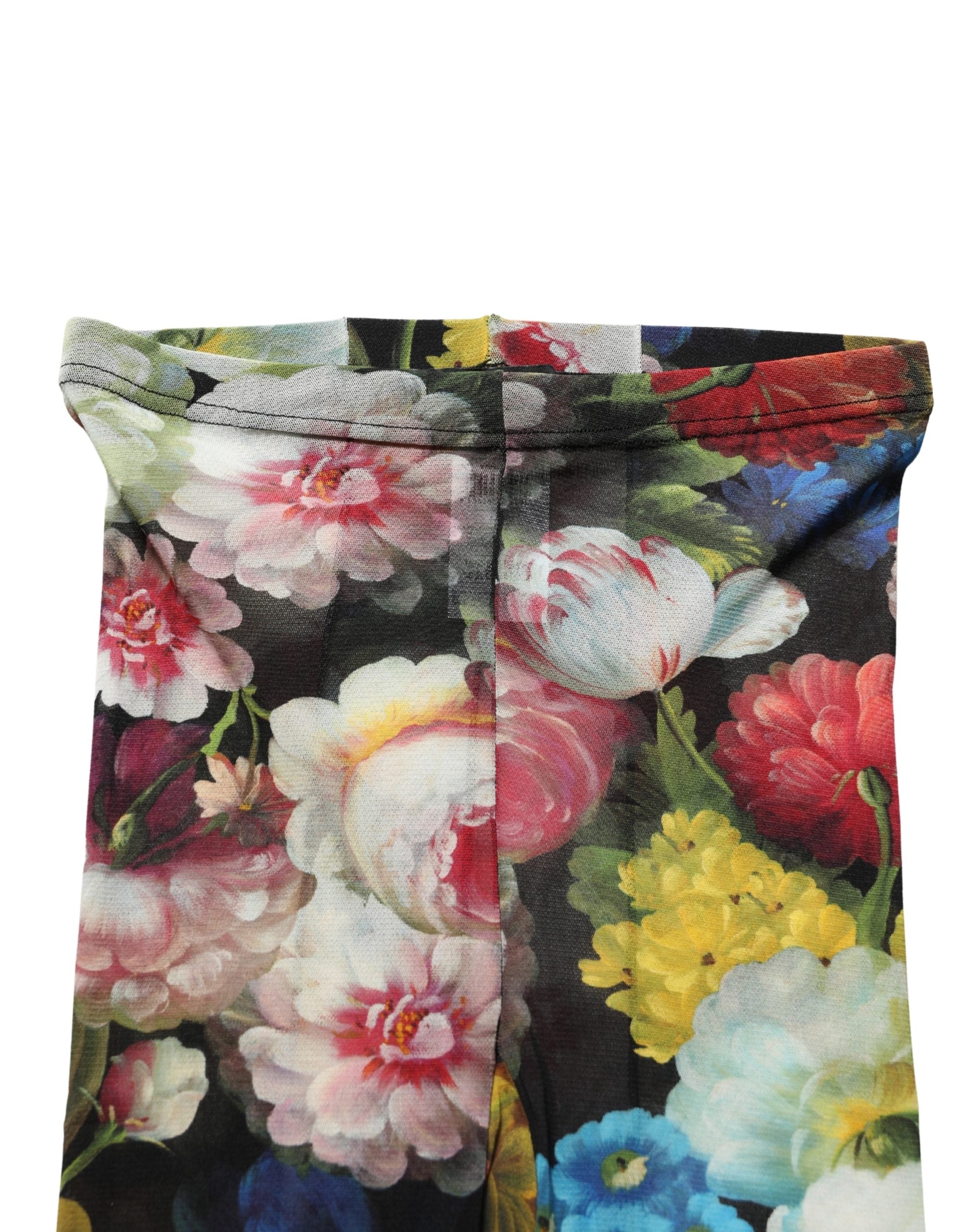 Dolce & Gabbana Schwarze Strumpfhose mit Blumenprint, transparente Feinstrumpfhose