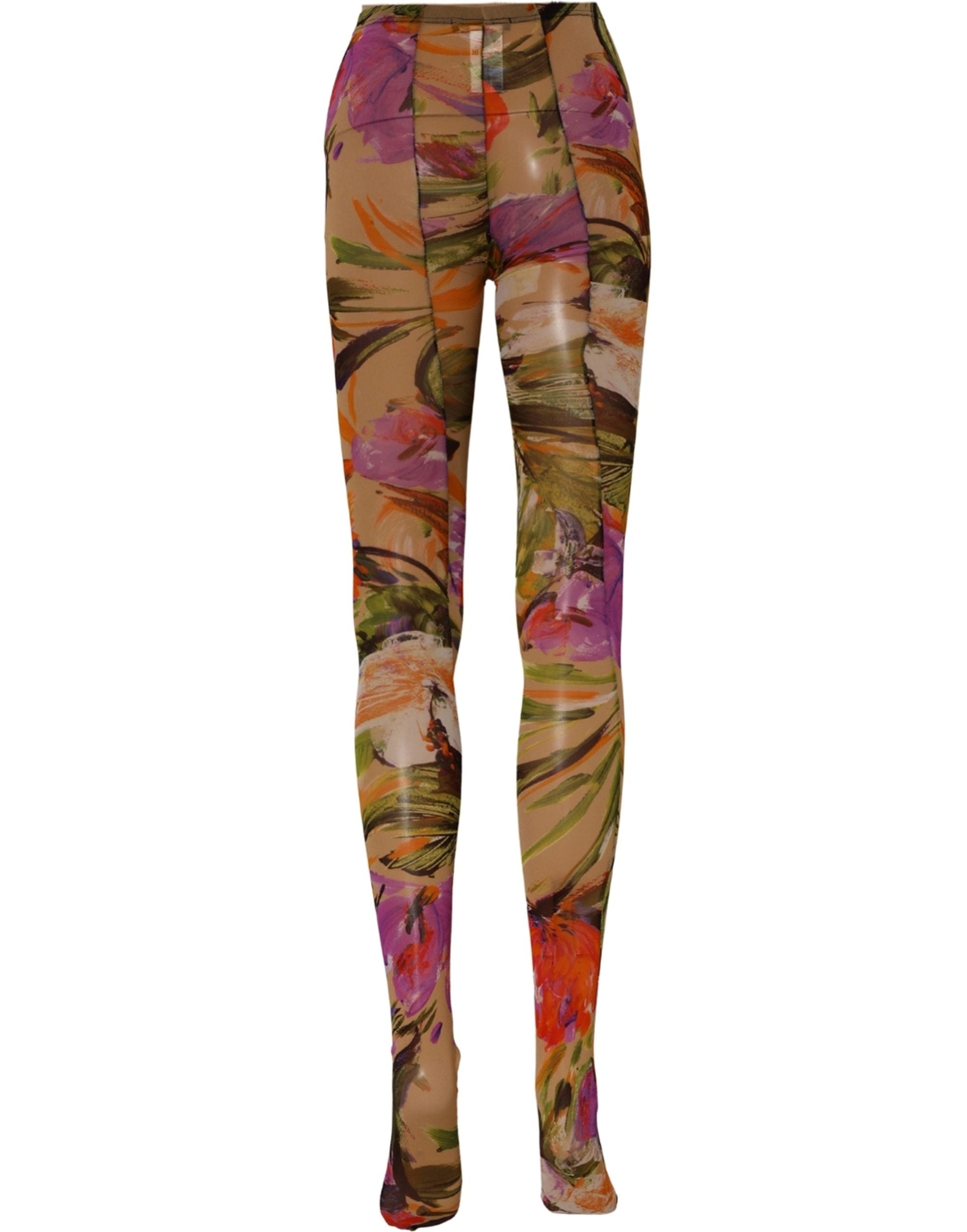 Dolce & Gabbana Beige Strumpfhose mit Blumenmuster, transparente Socken