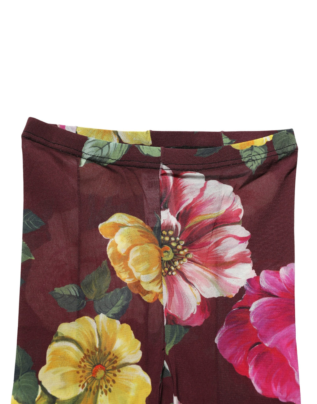 Dolce & Gabbana Strumpfhose mit bordeauxfarbenem Blumenmuster, transparente Strümpfe, Socken
