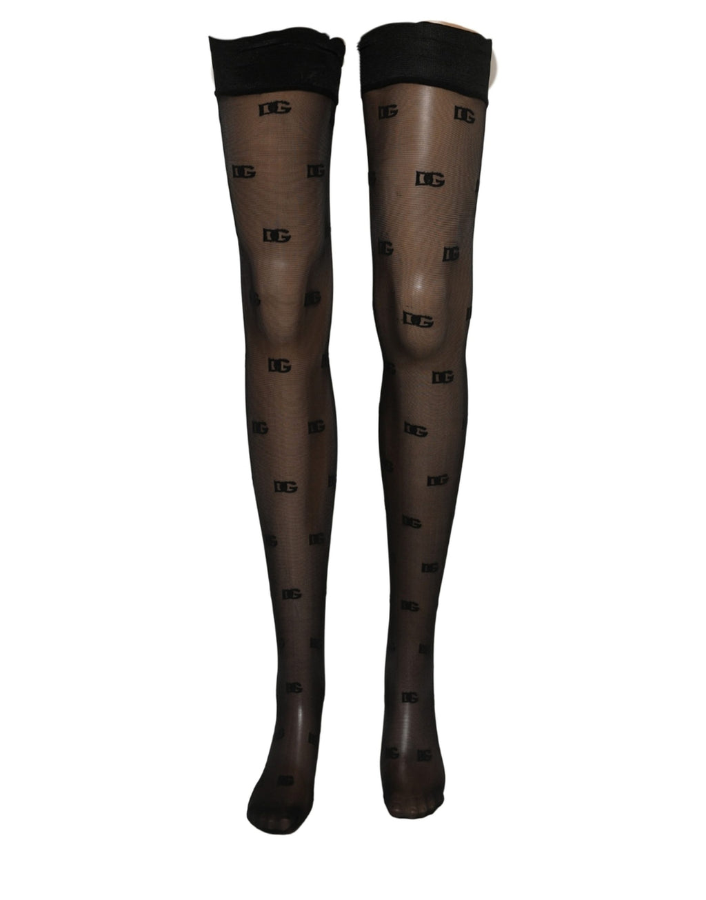 Dolce & Gabbana Schwarze transparente Strumpfhose mit Logo-Monogramm