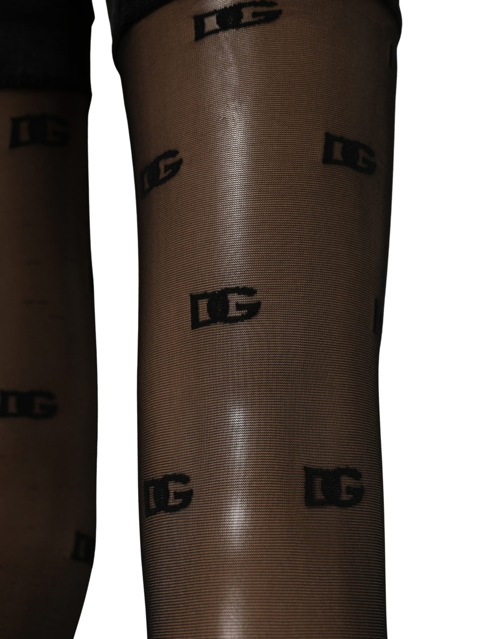 Dolce & Gabbana Schwarze transparente Strumpfhose mit Logo-Monogramm