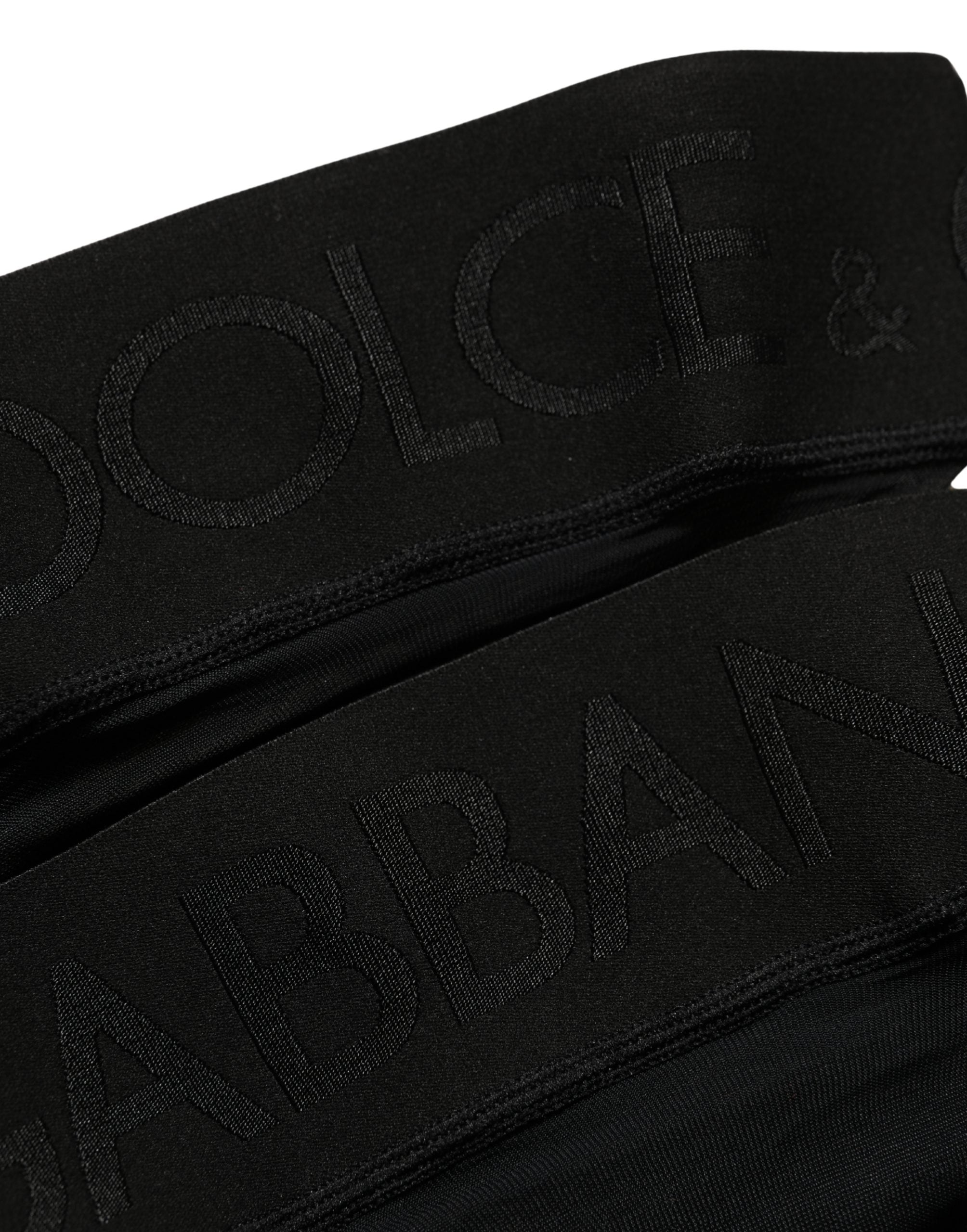 Dolce & Gabbana Schwarze Kniestrumpfhose aus Nylon mit Logo für Damen