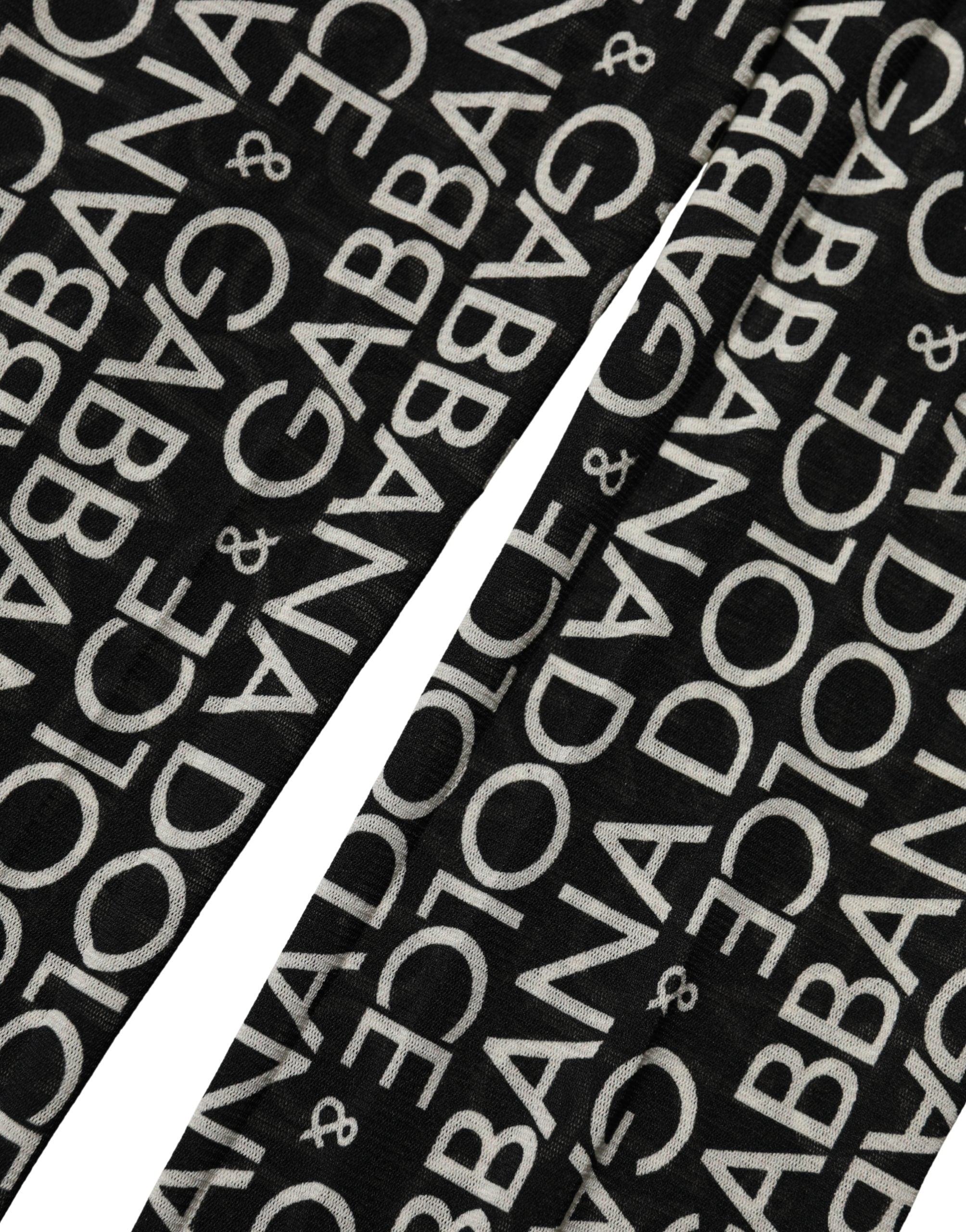 Dolce & Gabbana Strumpfhose mit durchgehendem Schwarz-Weiß-Druck, Stretch