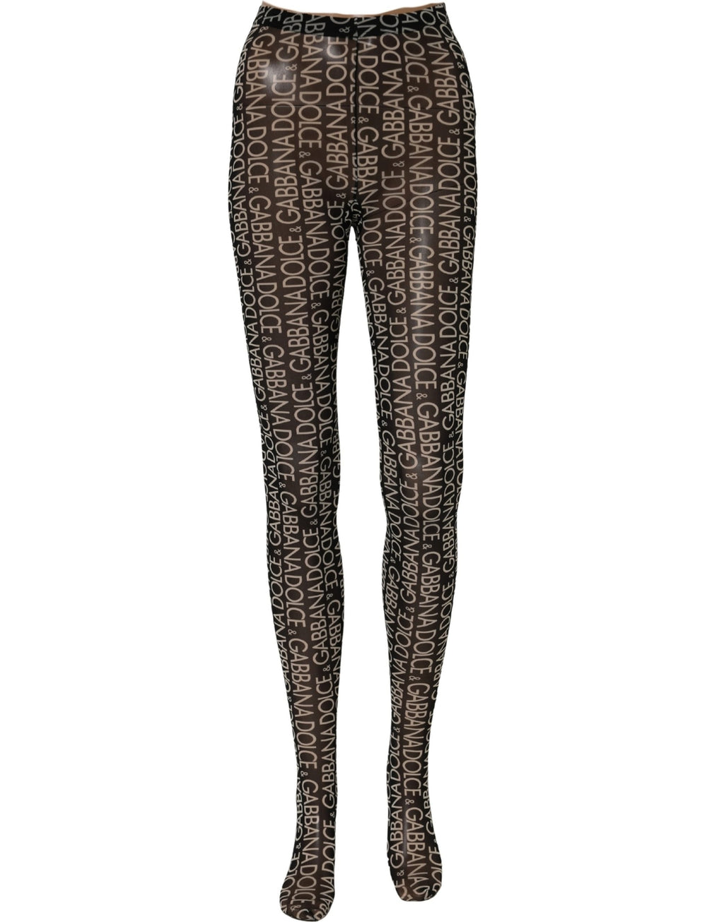 Dolce & Gabbana Strumpfhose mit durchgehendem Schwarz-Weiß-Druck, Stretch