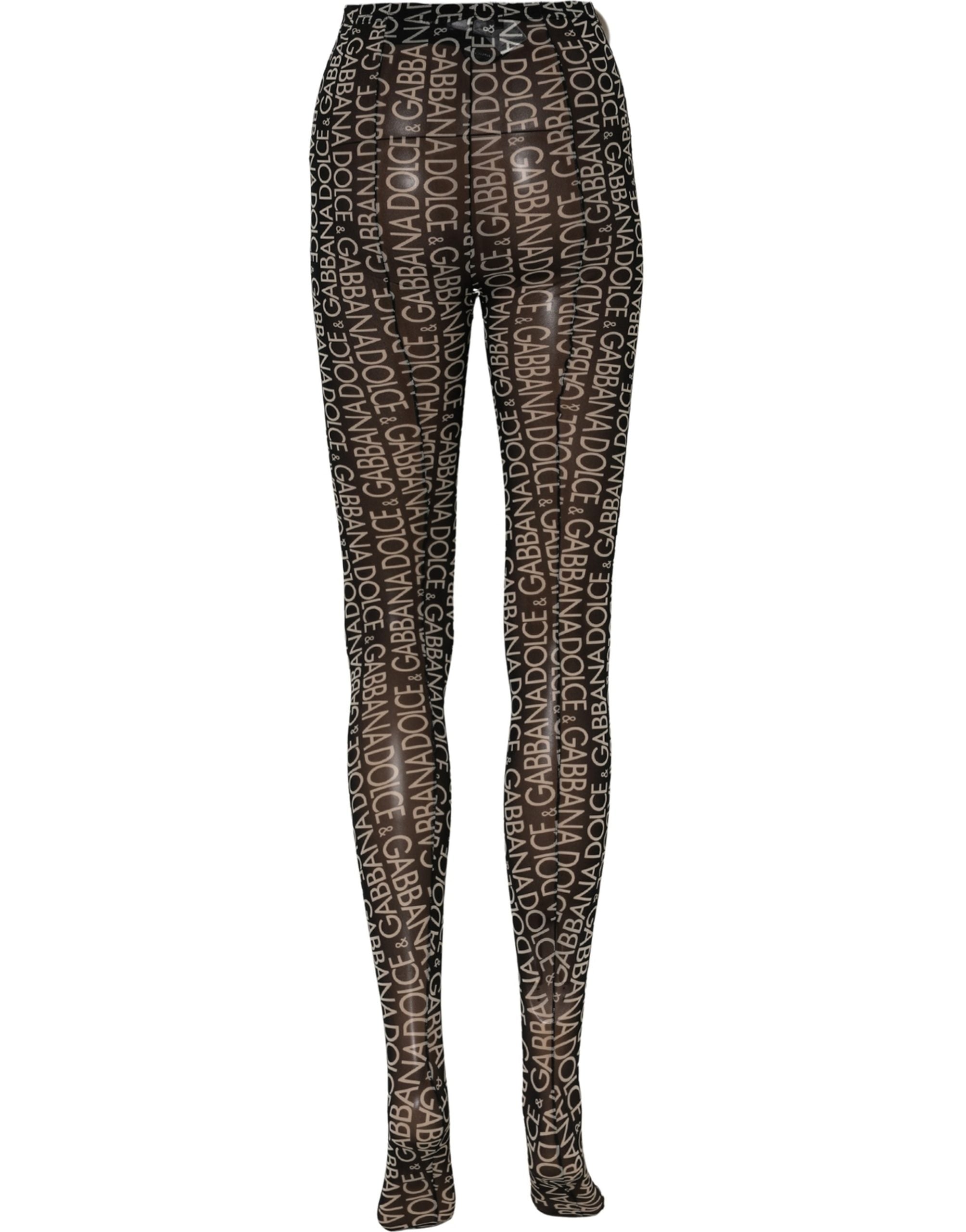 Dolce & Gabbana Strumpfhose mit durchgehendem Schwarz-Weiß-Druck, Stretch