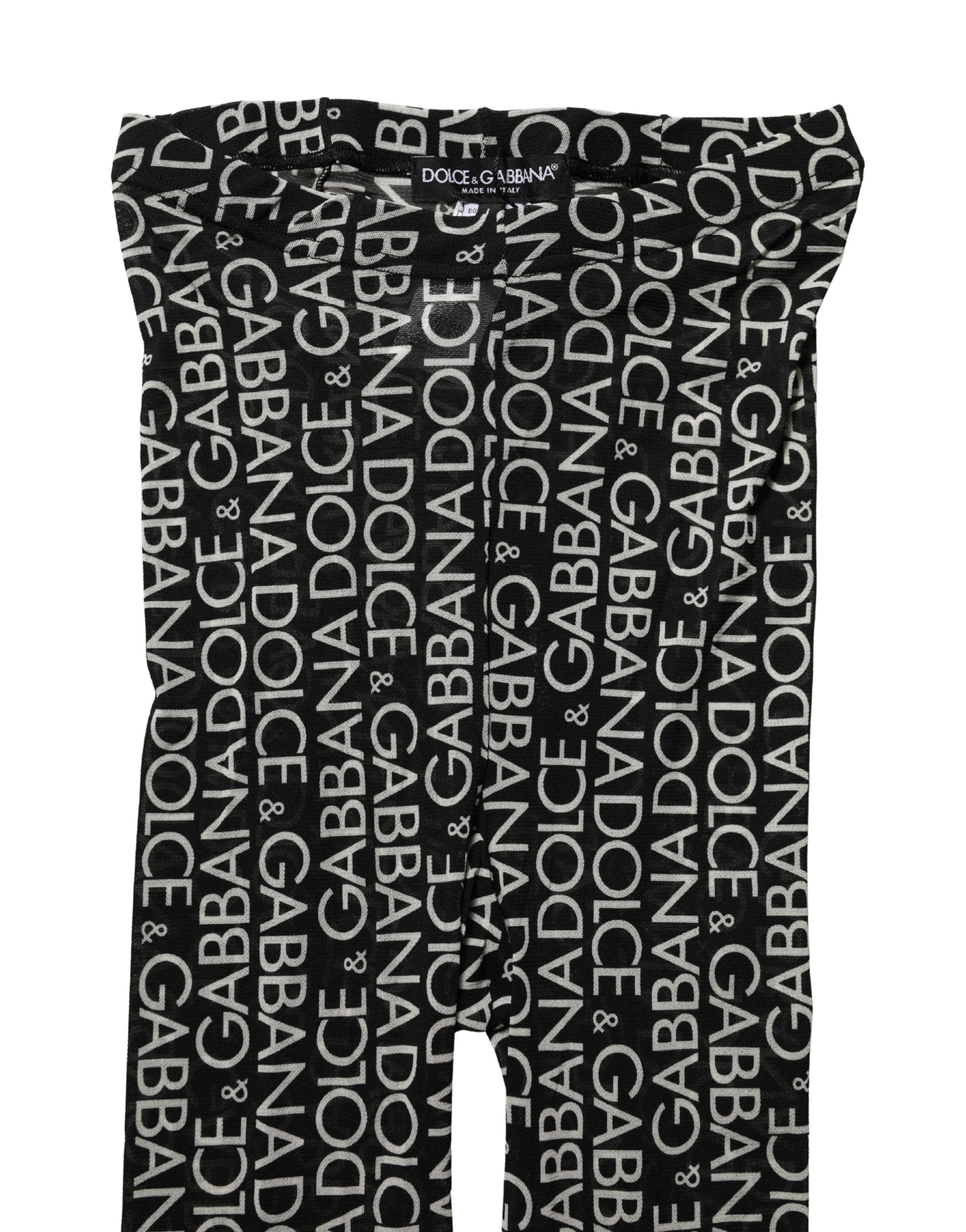 Dolce & Gabbana Strumpfhose mit durchgehendem Schwarz-Weiß-Druck, Stretch