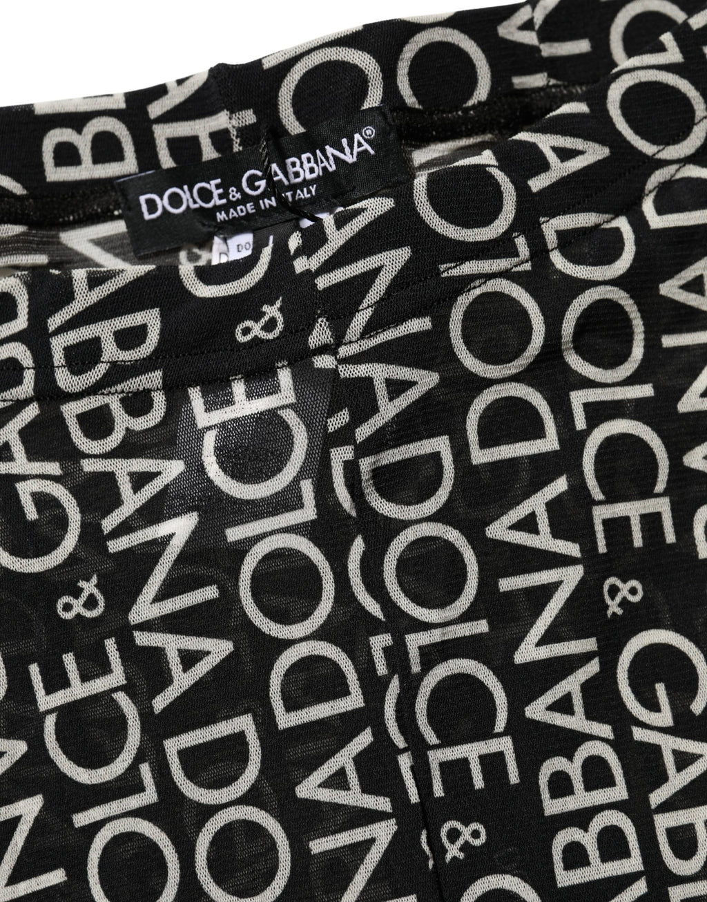 Dolce & Gabbana Strumpfhose mit durchgehendem Schwarz-Weiß-Druck, Stretch