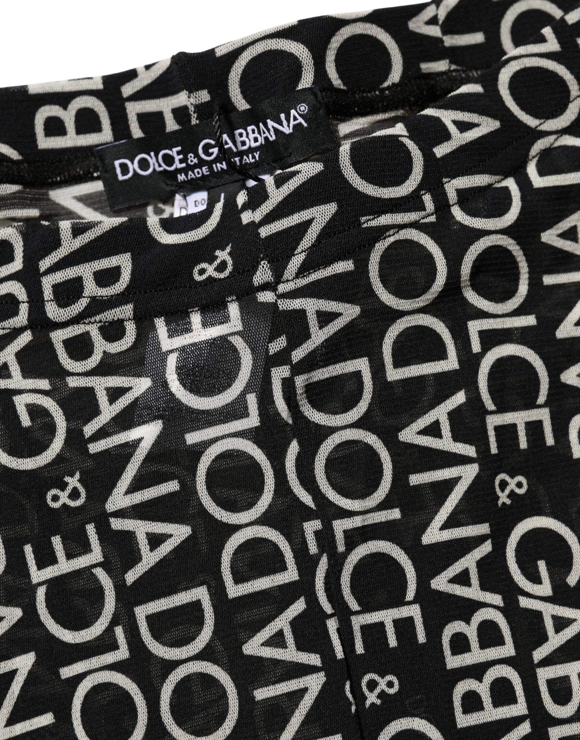 Dolce & Gabbana Strumpfhose mit durchgehendem Schwarz-Weiß-Druck, Stretch