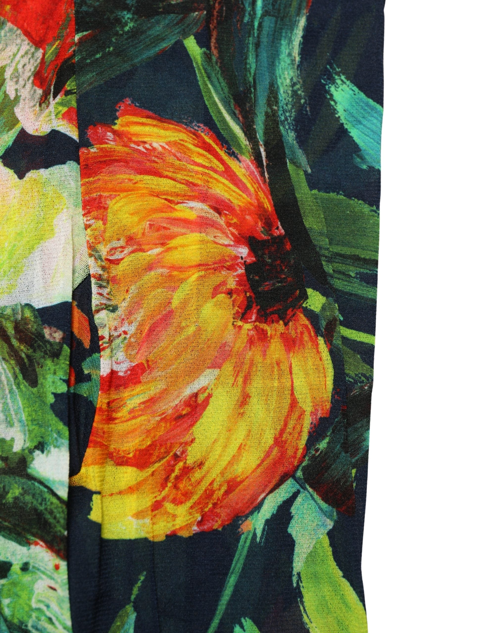 Dolce & Gabbana Schwarze Strumpfhose mit Blumenprint, transparente Feinstrumpfhose, Söckchen