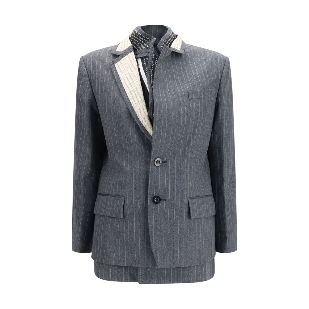 Sacai Graue Lammwolljacke Oves Aries