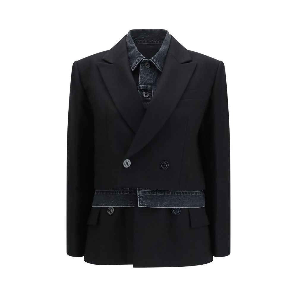 Sacai Schwarze Oves Aries Wolljacke