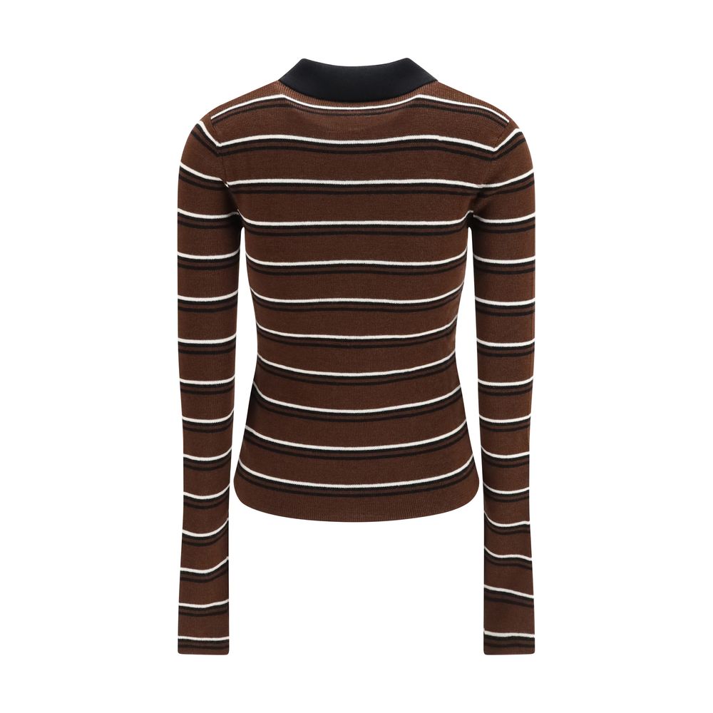 Ganni Braunes Merino-Woll-Polohemd Aries