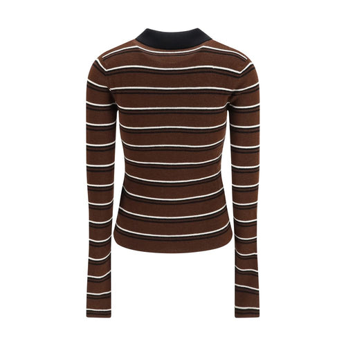 Ganni Braunes Merino-Woll-Polohemd Aries